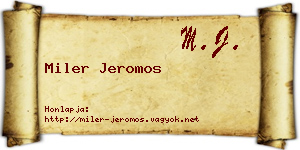 Miler Jeromos névjegykártya
